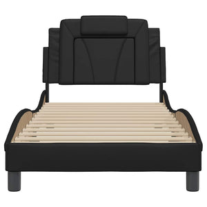 vidaXL Cadre de lit « Viana » sans matelas Noir 90x190 cm Similicuir