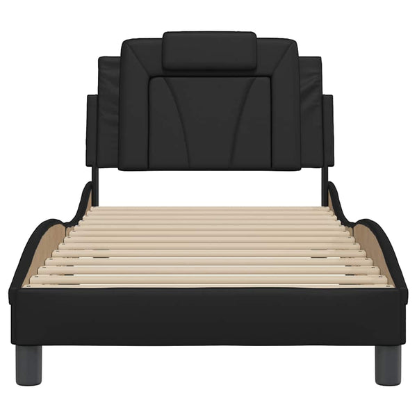 vidaXL Cadre de lit « Viana » sans matelas Noir 90x190 cm Similicuir