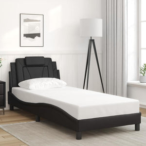 vidaXL Cadre de lit « Viana » sans matelas Noir 90x190 cm Similicuir