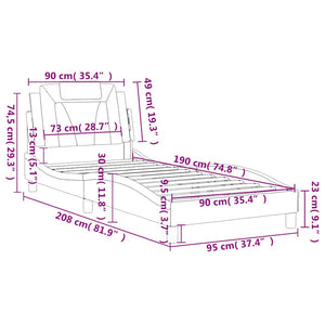 Bettgestell Viana 90x190 cm Weiß Kunstleder