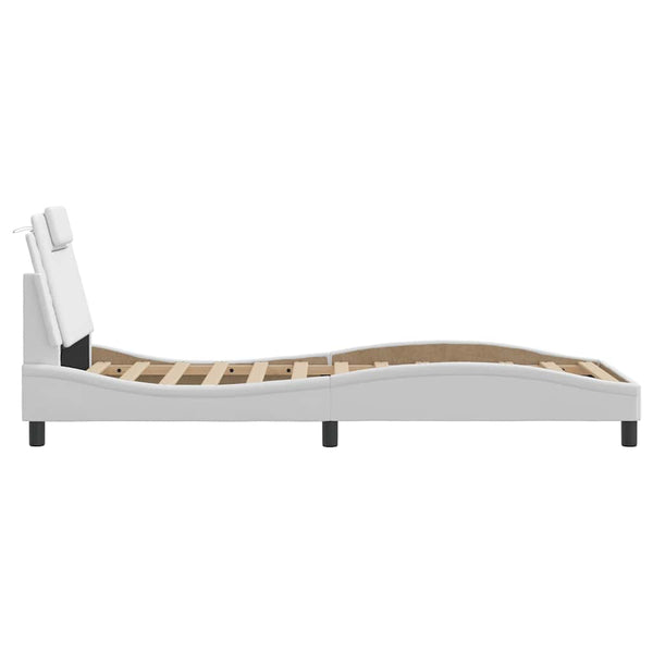 Bettgestell Viana 90x190 cm Weiß Kunstleder
