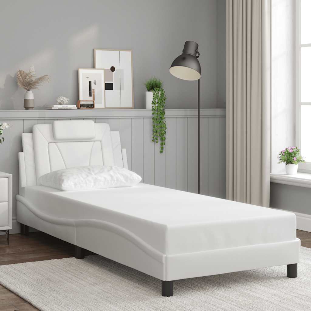 Bettgestell Viana 90x190 cm Weiß Kunstleder