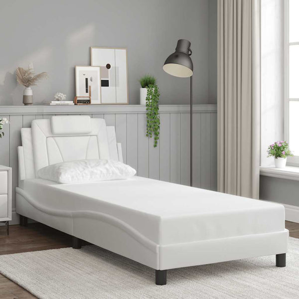 Bettgestell Viana 90x190 cm Weiß Kunstleder