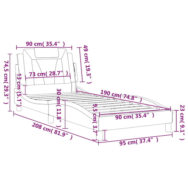 vidaXL Cadre de lit "Viana" sans matelas gris 90x190 cm similicuir