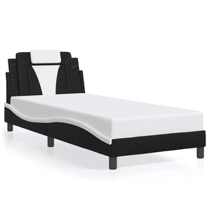 vidaXL Cadre de lit « Viana » sans matelas Noir et blanc 90x190 cm Similicuir