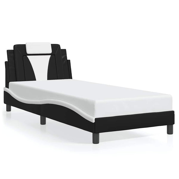 vidaXL Cadre de lit « Viana » sans matelas Noir et blanc 90x190 cm Similicuir
