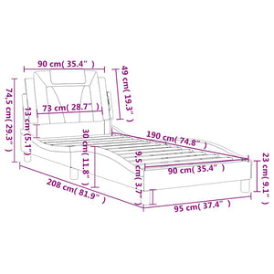 vidaXL Cadre de lit « Viana » sans matelas Noir et blanc 90x190 cm Similicuir