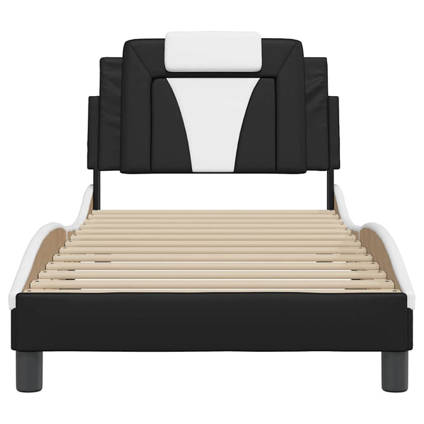 vidaXL Cadre de lit « Viana » sans matelas Noir et blanc 90x190 cm Similicuir