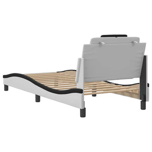 vidaXL Cadre de lit « Viana » sans matelas Blanc et noir 90 x 190 cm Similicuir