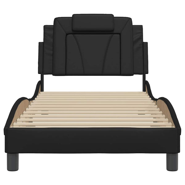 vidaXL Cadre de lit "Viana" sans matelas Noir 90x200 cm Cuir synthétique