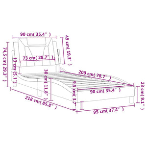 Bettgestell Viana Braun 90x200 cm Kunstleder