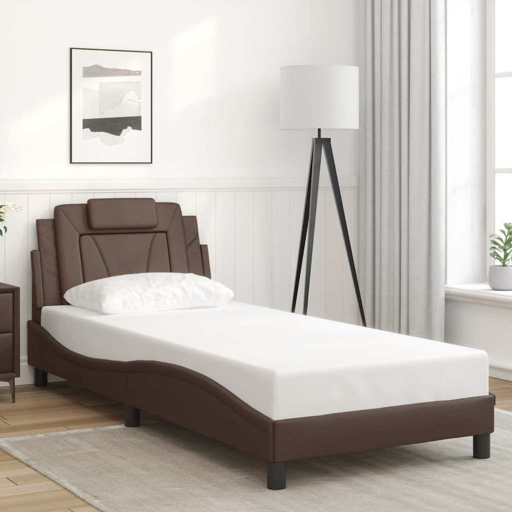 Bettgestell Viana Braun 90x200 cm Kunstleder