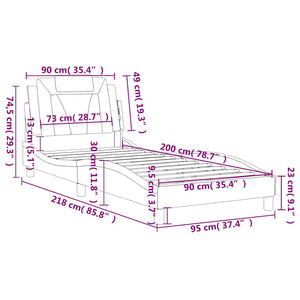 vidaXL Cadre de lit « Viana » sans matelas gris 90x200 cm en similicuir
