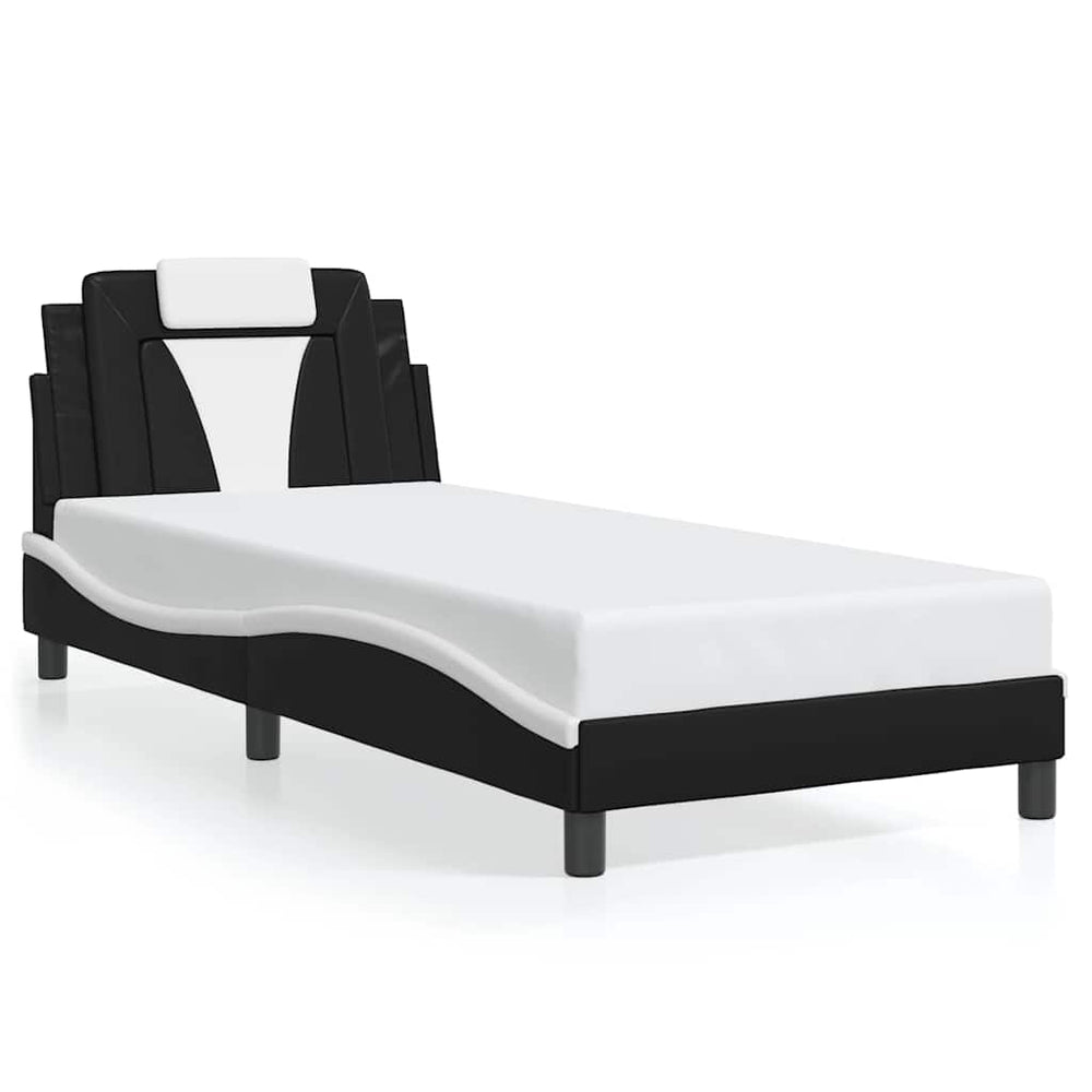 Bettgestell Viana 90x200 cm Kunstleder Schwarz/Weiß