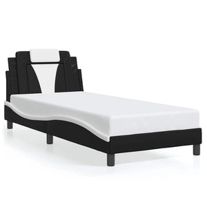 vidaXL Cadre de lit « Viana » sans matelas Noir et blanc 90x200 cm Cuir artificiel