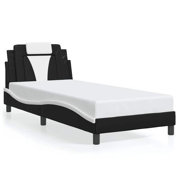 vidaXL Cadre de lit « Viana » sans matelas Noir et blanc 90x200 cm Cuir artificiel