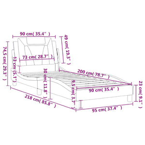 vidaXL Cadre de lit « Viana » sans matelas Noir et blanc 90x200 cm Cuir artificiel