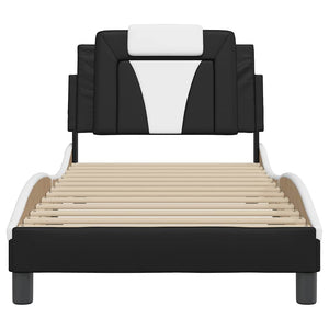 vidaXL Cadre de lit « Viana » sans matelas Noir et blanc 90x200 cm Cuir artificiel