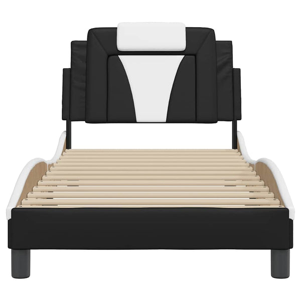 vidaXL Cadre de lit « Viana » sans matelas Noir et blanc 90x200 cm Cuir artificiel