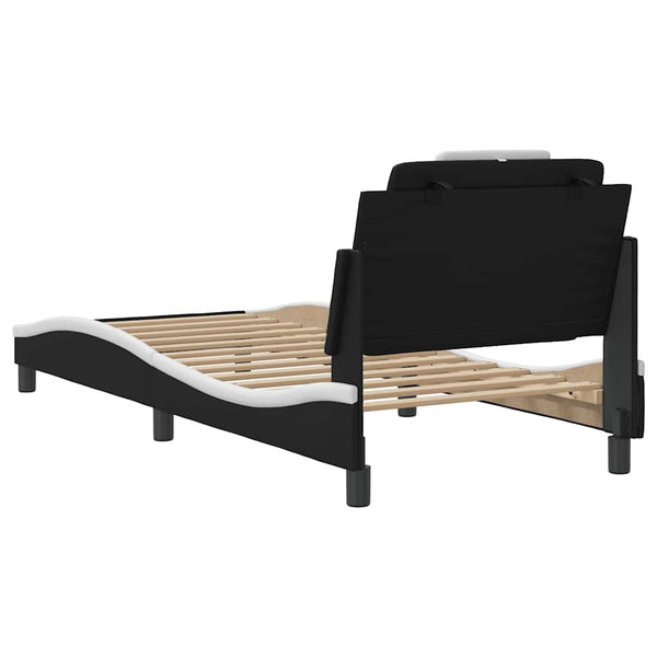 vidaXL Cadre de lit « Viana » sans matelas Noir et blanc 90x200 cm Cuir artificiel