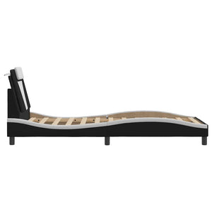 vidaXL Cadre de lit « Viana » sans matelas Noir et blanc 90x200 cm Cuir artificiel