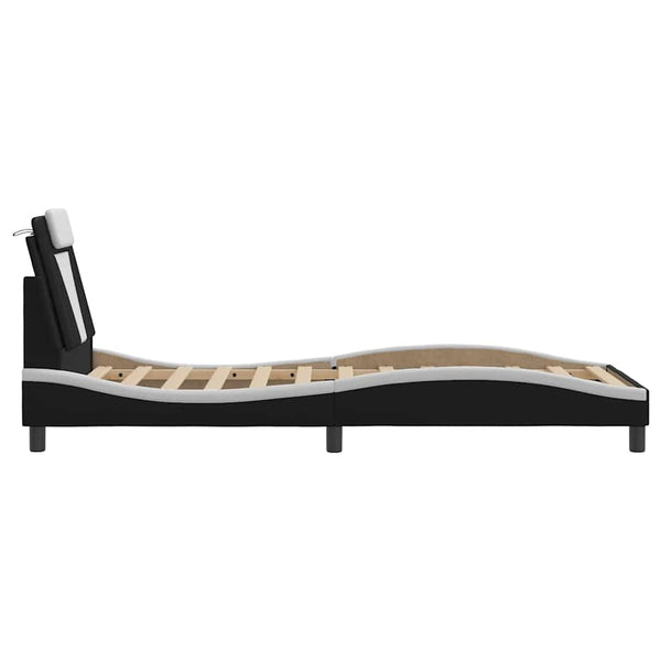 vidaXL Cadre de lit « Viana » sans matelas Noir et blanc 90x200 cm Cuir artificiel