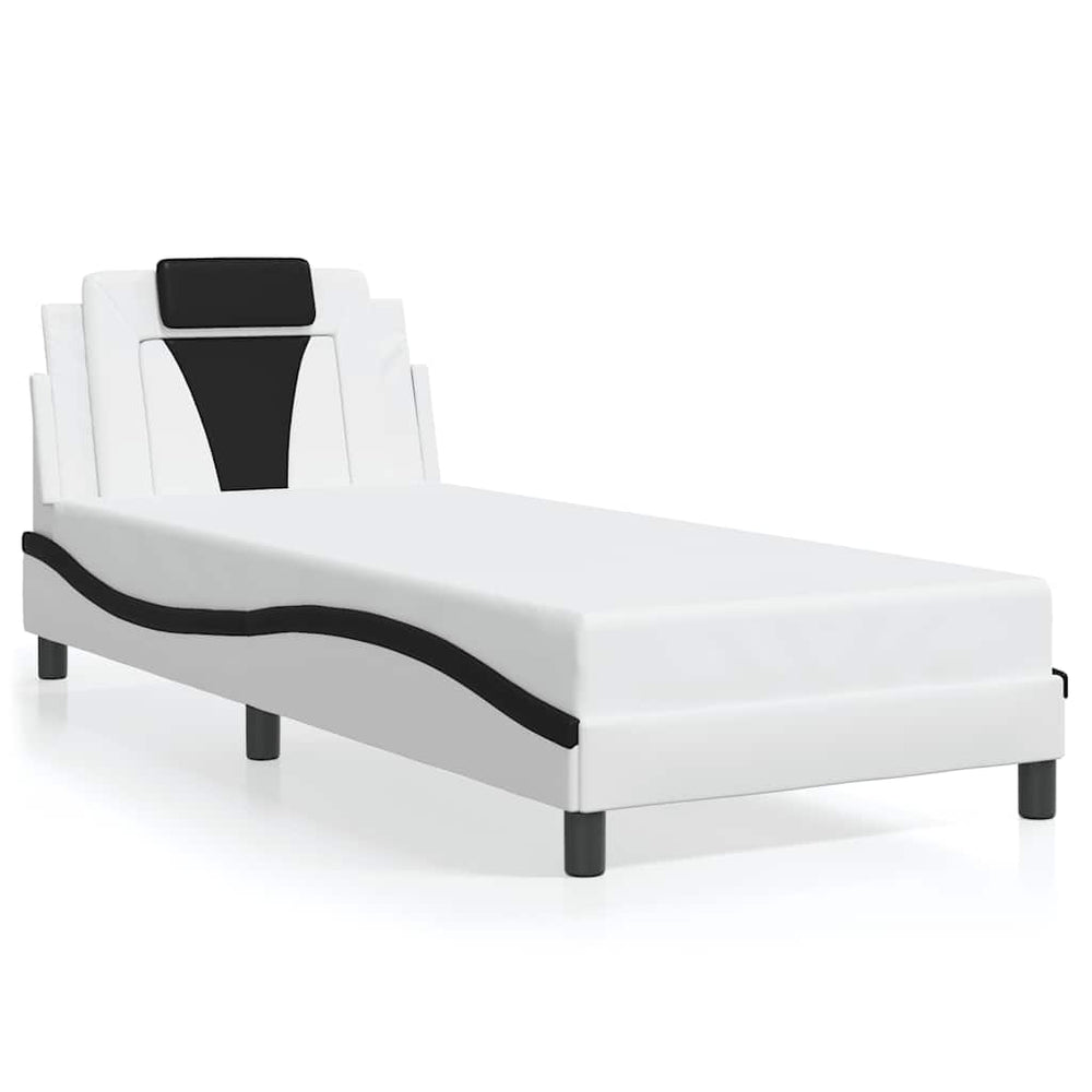 Bettgestell Viana 90x200 cm Kunstleder Weiß/Schwarz