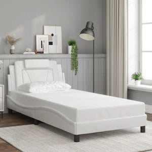 vidaXL Cadre de lit « Viana » sans matelas blanc 100x200 cm similicuir