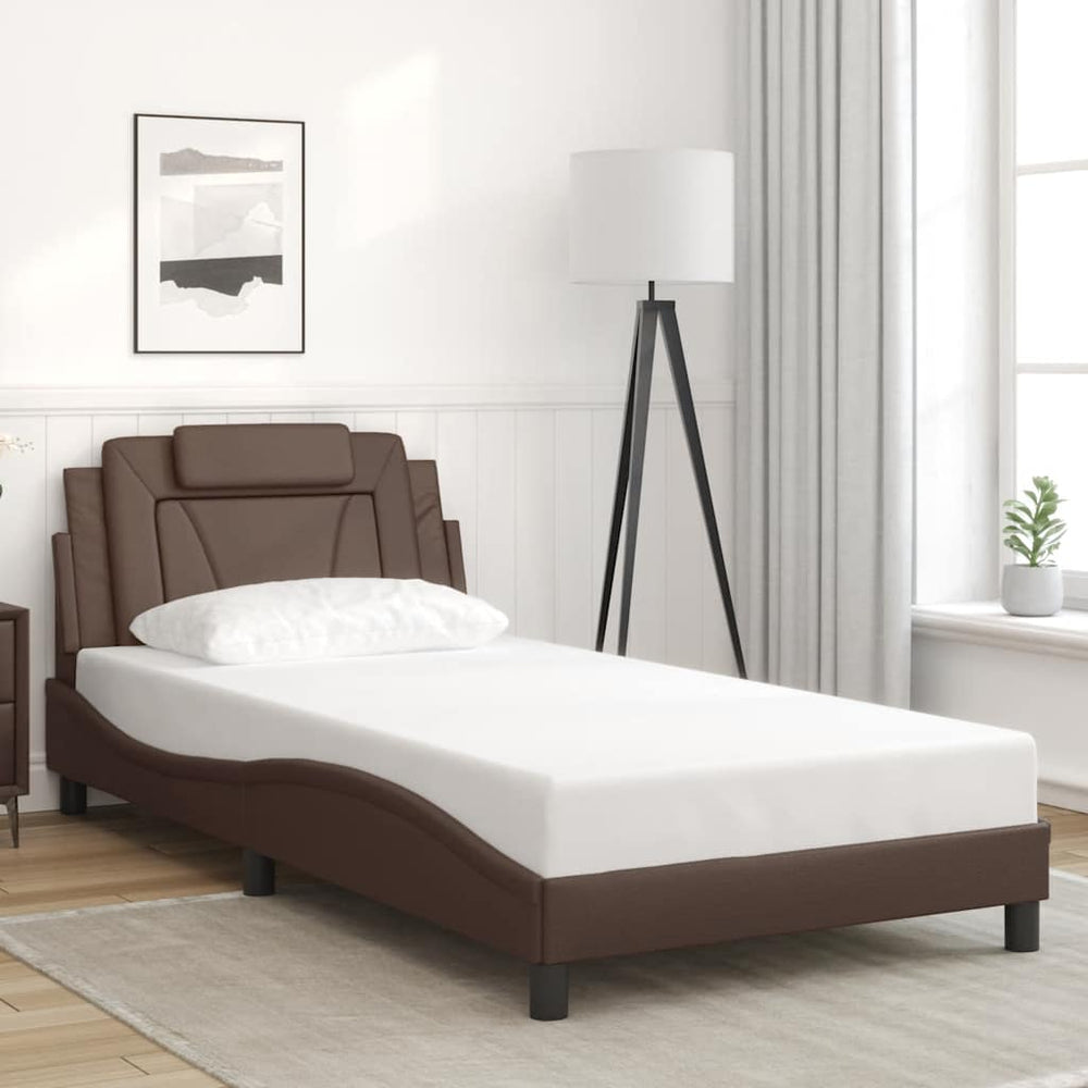 Bettgestell Viana Braun 100x200 cm Kunstleder