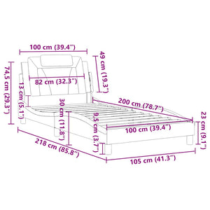 vidaXL Cadre de lit « Viana » sans matelas gris 100x200 cm similicuir