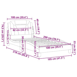 vidaXL Cadre de lit « Viana » sans matelas cappuccino-marron 100x200 cm similicuir