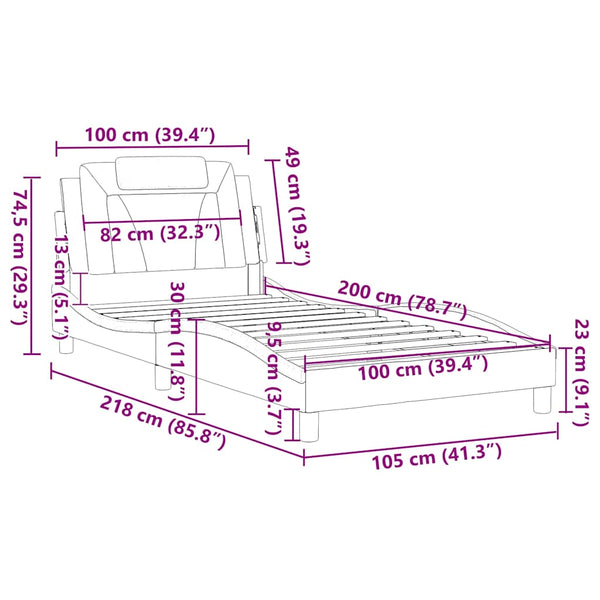 vidaXL Cadre de lit « Viana » sans matelas cappuccino-marron 100x200 cm similicuir