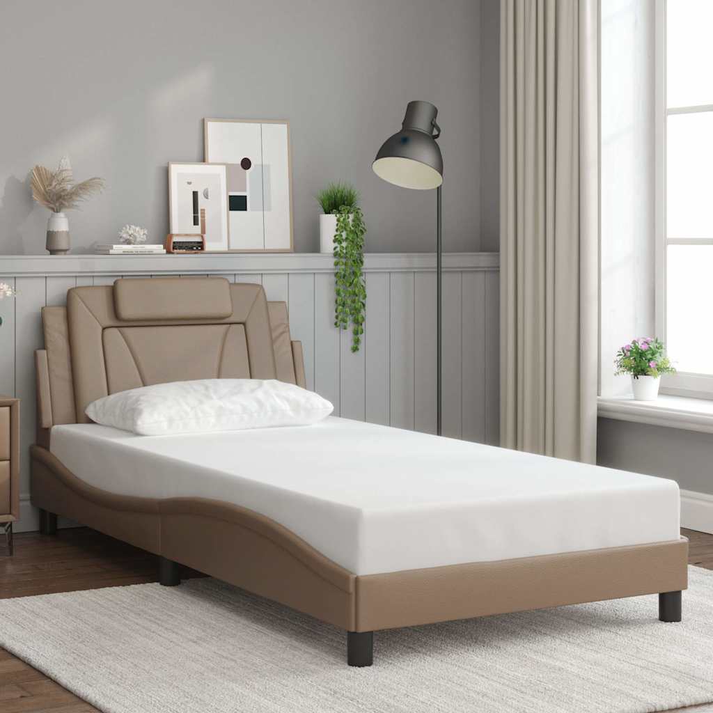 vidaXL Cadre de lit « Viana » sans matelas cappuccino-marron 100x200 cm similicuir