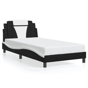 vidaXL Cadre de lit « Viana » sans matelas Noir et blanc 100x200 cm Similicuir