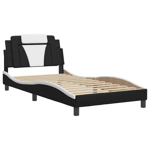 vidaXL Cadre de lit « Viana » sans matelas Noir et blanc 100x200 cm Similicuir