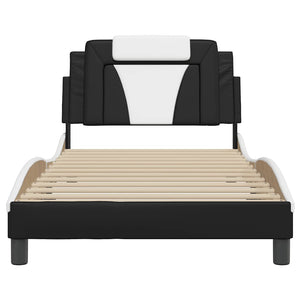 vidaXL Cadre de lit « Viana » sans matelas Noir et blanc 100x200 cm Similicuir