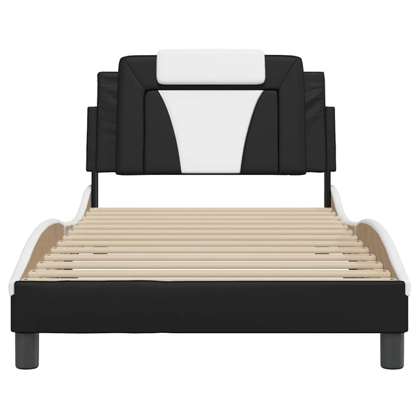 vidaXL Cadre de lit « Viana » sans matelas Noir et blanc 100x200 cm Similicuir