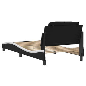 vidaXL Cadre de lit « Viana » sans matelas Noir et blanc 100x200 cm Similicuir