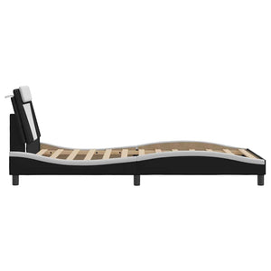 vidaXL Cadre de lit « Viana » sans matelas Noir et blanc 100x200 cm Similicuir