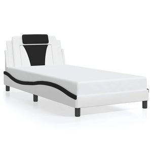 vidaXL Cadre de lit "Viana" sans matelas Blanc et noir 100x200 cm Cuir synthétique
