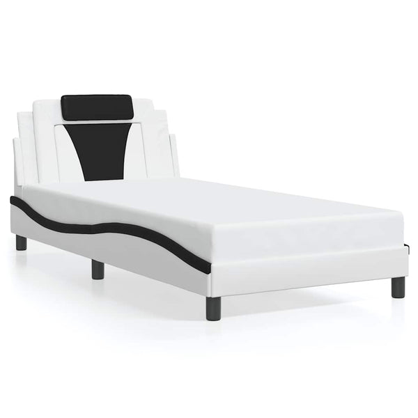 vidaXL Cadre de lit "Viana" sans matelas Blanc et noir 100x200 cm Cuir synthétique