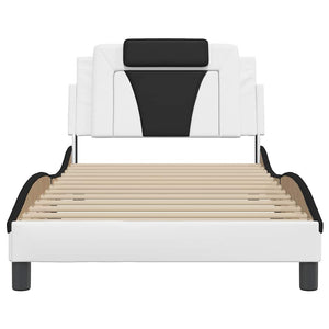 vidaXL Cadre de lit "Viana" sans matelas Blanc et noir 100x200 cm Cuir synthétique