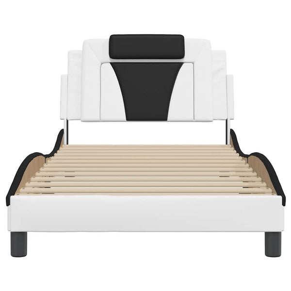vidaXL Cadre de lit "Viana" sans matelas Blanc et noir 100x200 cm Cuir synthétique