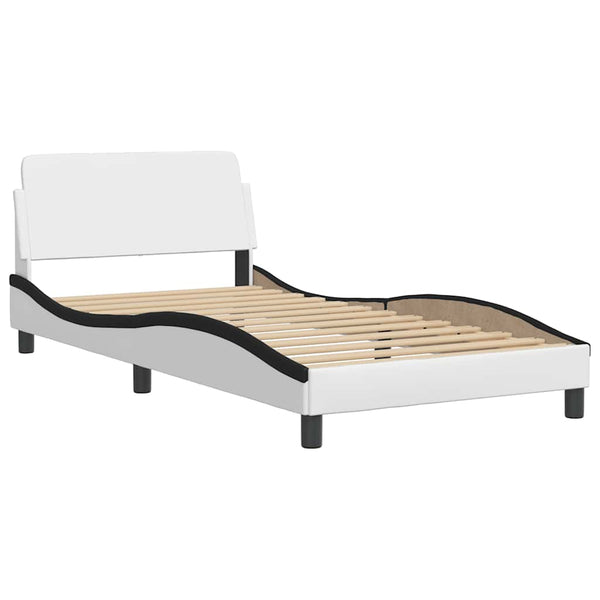 vidaXL Cadre de lit "Viana" sans matelas Blanc et noir 100x200 cm Cuir synthétique