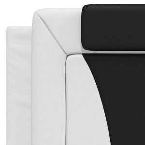 vidaXL Cadre de lit "Viana" sans matelas Blanc et noir 100x200 cm Cuir synthétique