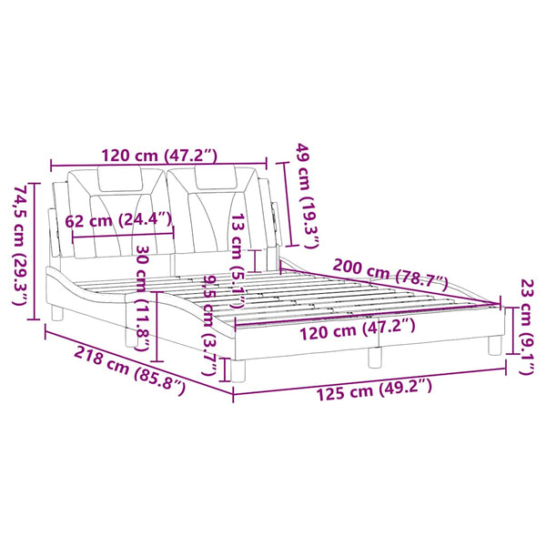 vidaXL Cadre de lit « Viana » sans matelas Blanc 120x200 cm Similicuir