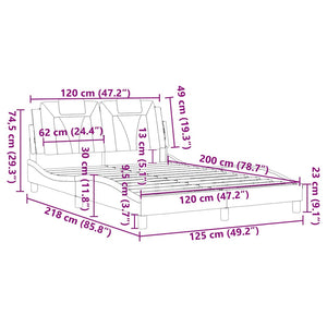 vidaXL Cadre de lit « Viana » sans matelas marron cappuccino 120x200 cm en cuir synthétique