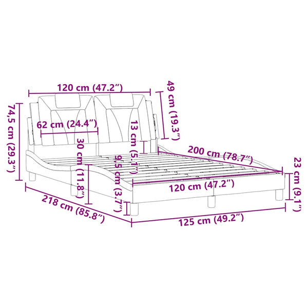 vidaXL Cadre de lit « Viana » sans matelas marron cappuccino 120x200 cm en cuir synthétique