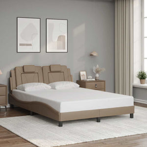 vidaXL Cadre de lit « Viana » sans matelas marron cappuccino 120x200 cm en cuir synthétique