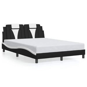 vidaXL Cadre de lit « Viana » sans matelas Noir et blanc 120 x 200 cm Similicuir